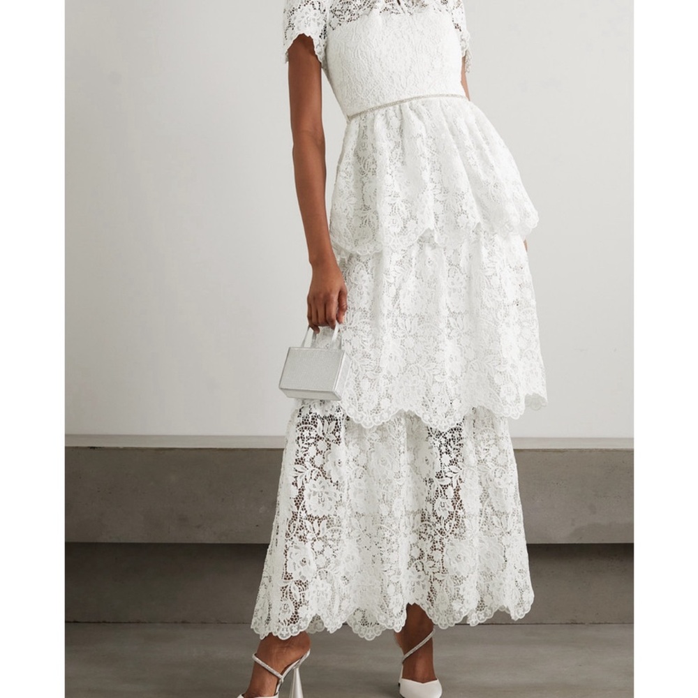 Self-Portrait Tiered Corded Lace Maxi Dress